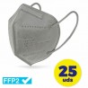 CAJA DE MASCARILLAS FFP2 CLUB NÁUTICO 25 UNIDADES - COLOR GRIS - ENVASADAS DE FORMA INDIVIDUAL - 5 CAPAS PROTECCIÓN