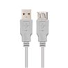 Cable Alargador USB Nanocable 10.01.0202/ USB Macho - USB Hembra/ 1m/ Beige