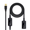 Cable Alargador USB Nanocable 10.01.0212/ USB Macho - USB Hembra/ 10m/ Negro
