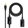 Cable Alargador USB Nanocable 10.01.0213/ USB Macho - USB Hembra/ 15m/ Negro