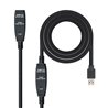 Cable Alargador USB Nanocable 10.01.0313/ USB Macho - USB Hembra/ 15m/ Negro