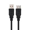 Cable Alargador USB Nanocable 10.01.0204-BK/ USB Macho - USB Hembra/ 3m/ Negro