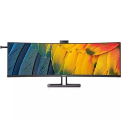 Monitor Profesional Ultraparonámico Curvo Philips 45B1U6900CH 44.5'/ Dual QHD/ Webcam/ Multimedia/ Regulable en altura/ Negro