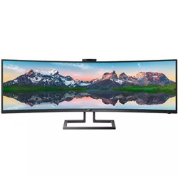 Monitor Profesional Ultrapanorámico Curvo Philips 499P9H 48.8'/ Dual QHD/ Webcam/ Multimedia/ Regulable en altura/ Negro