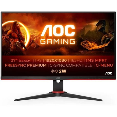 Monitor Gaming AOC 27G2SPAE/BK 27'/ Full HD/ 1ms/ 165Hz/ IPS/ Multimedia/ Negro y Rojo