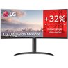 Monitor Profesional Ultrapanorámico Curvo LG 34WQ75C-B 34'/ WQHD/ Multimedia/ Regulable en altura/ Negro