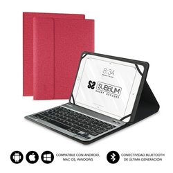 Funda con Teclado Subblim Keytab Pro Bluetooth para Tablets de 10.1'-10.8'/ Roja