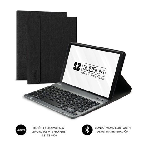 Funda con Teclado Subblim KeyTab Pro BT para Tablet Lenovo Tab M10 FHD Plus de 10.3'/ Negra